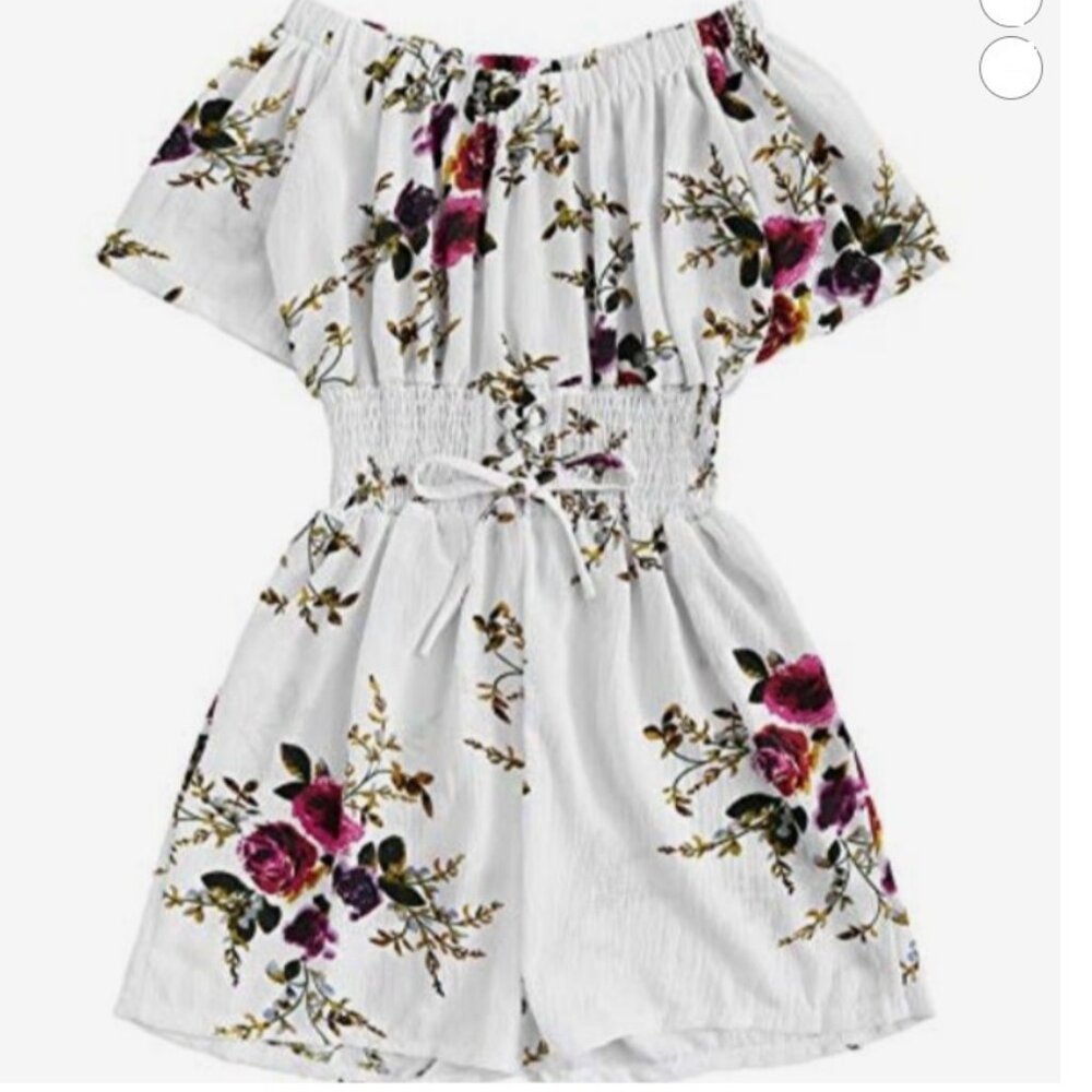 SHEIN Short Sleeves Floral Off The Shoulder Jumpsuits Rompers Size 4XL NWOT